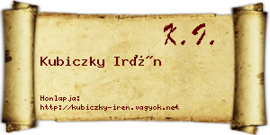 Kubiczky Irén névjegykártya